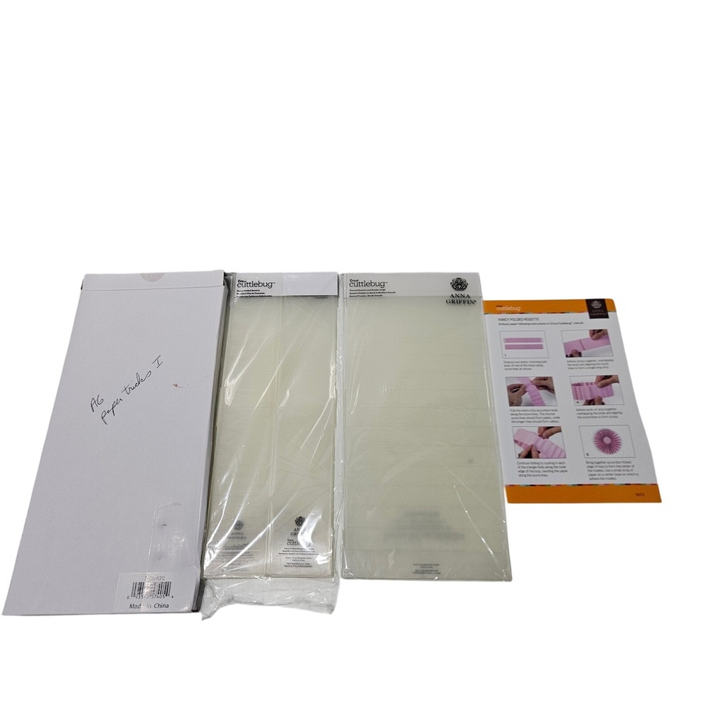 Anna Griffin Cricut Cuttlebug Fancy Folded Rosette & Borders Embossing Folders